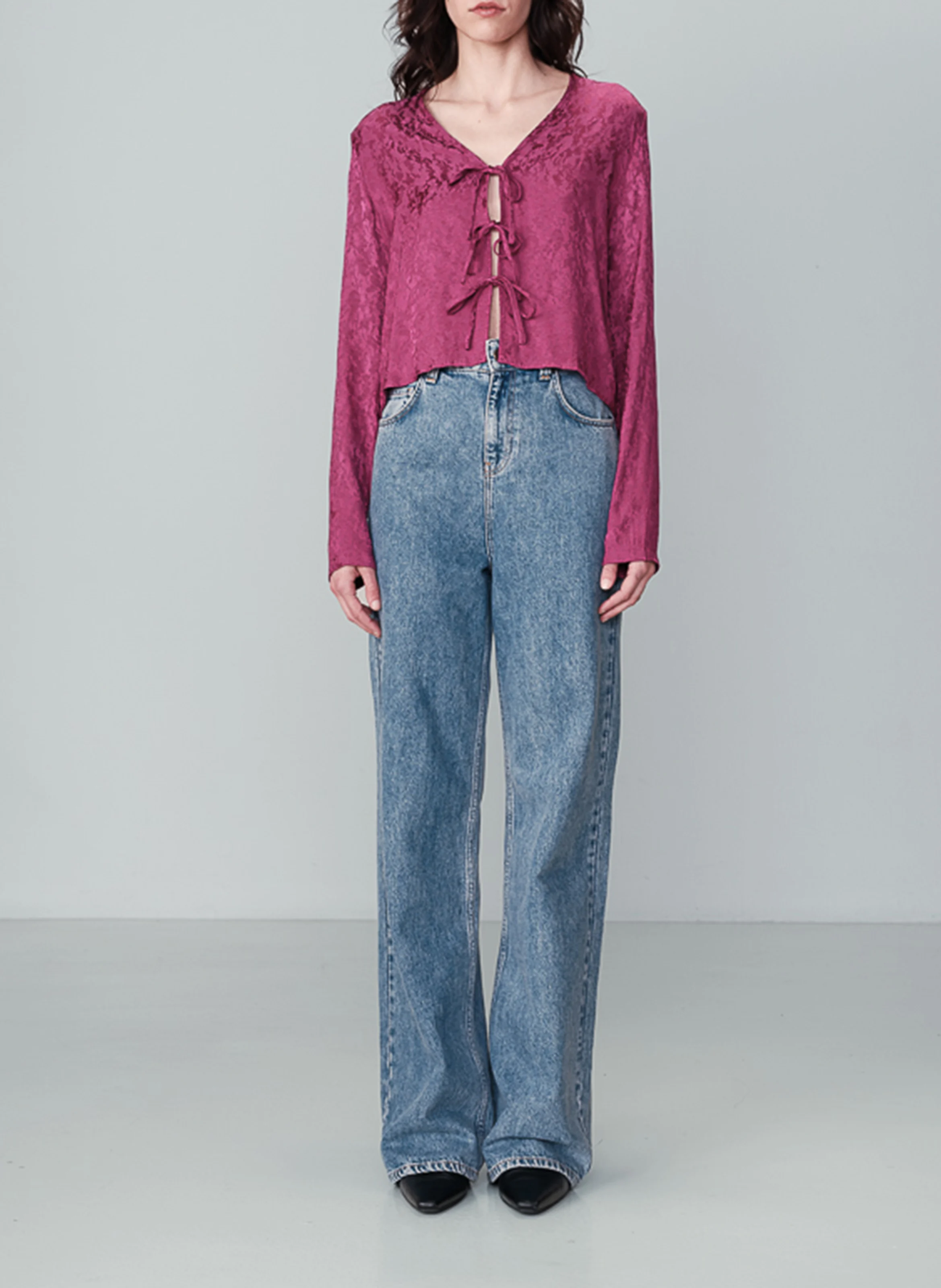 NUCCIA - Top col V jacquard | Rose