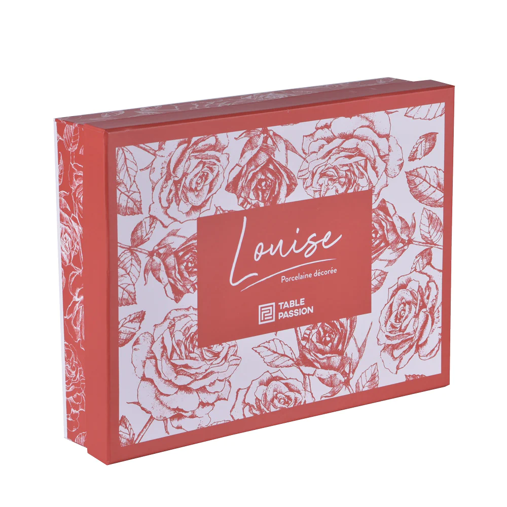 Coffret de 6 tasses à café et sous tasses assorties + cuillères Louise