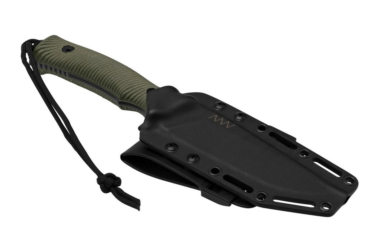 ANV Knives M311 SPELTER DLC Camo Elmax, Olive Micarta Handle, Black Kydex Sheath, survivalmes