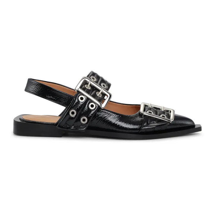 Ganni Ballerines Chunky Vernis Fibres Recyclées | Noir