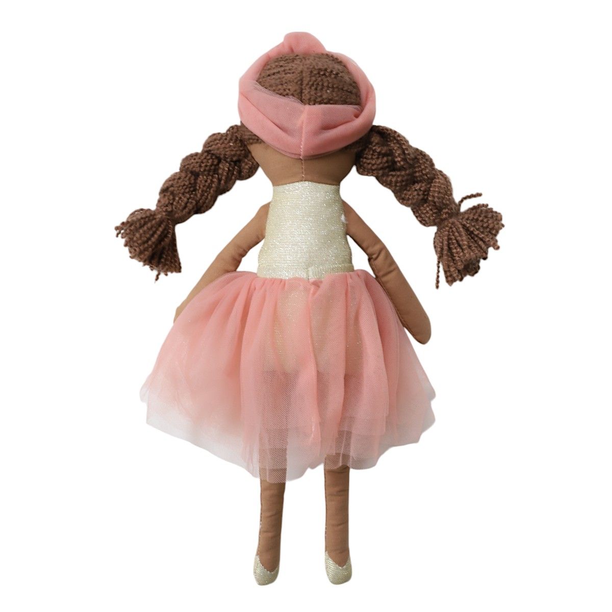 Poupée en tissu Jeanne en tutu rose et doré Frisette