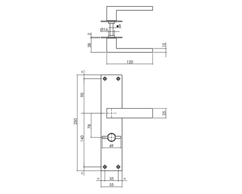 Intersteel Amsterdam WC-set met lange borden, 78 mm, matzwart