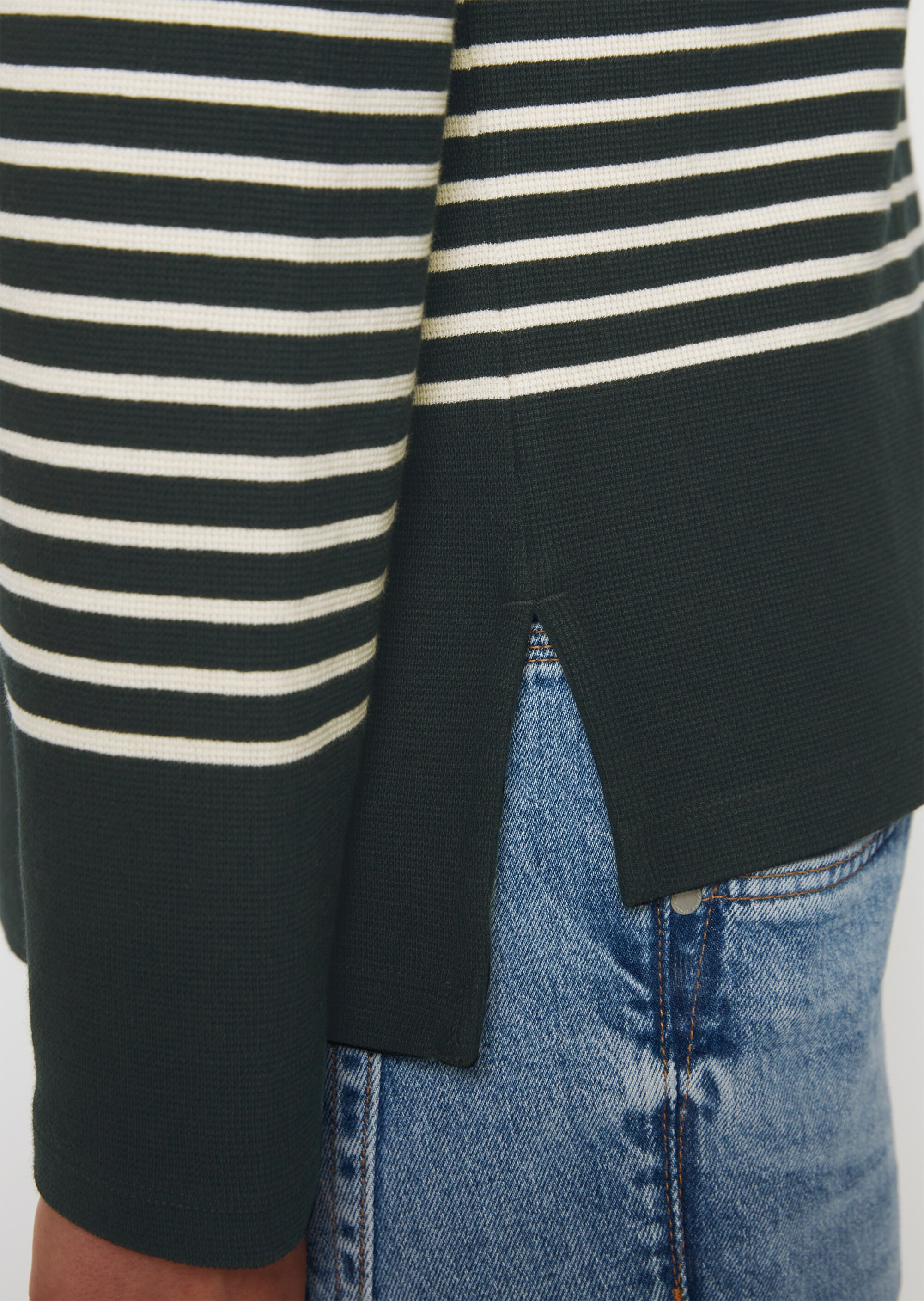 Ringel-Longsleeve relaxedaus Waffel-Jersey