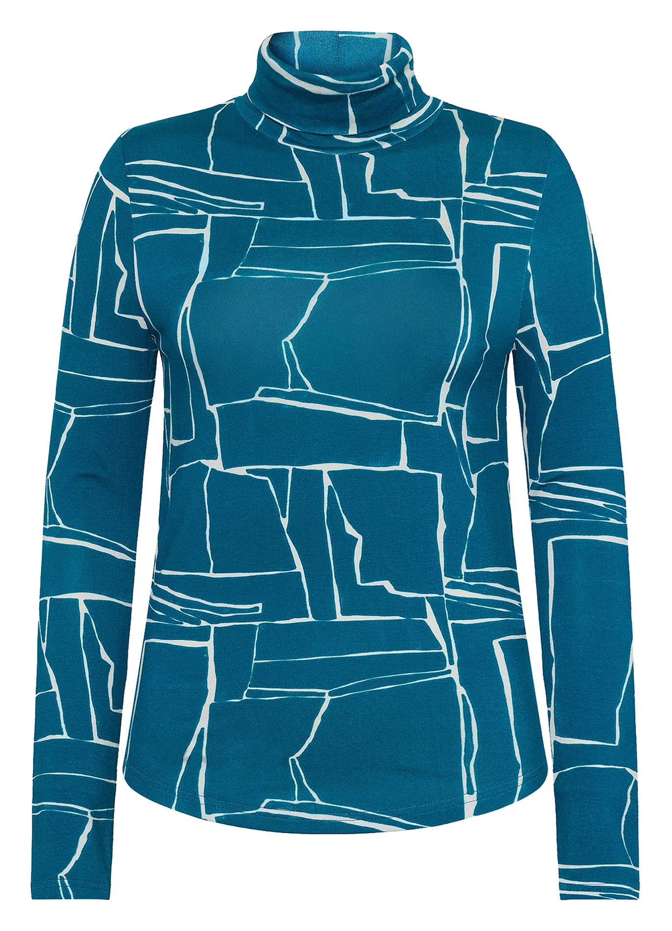 CARMELITE - Top col roulé imprimé | Bleu