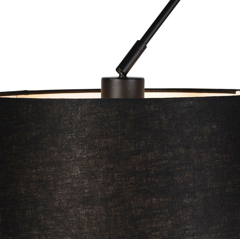 Hanglamp zwart met linnen kappen zwart 35 cm 2-lichts - Blitz
