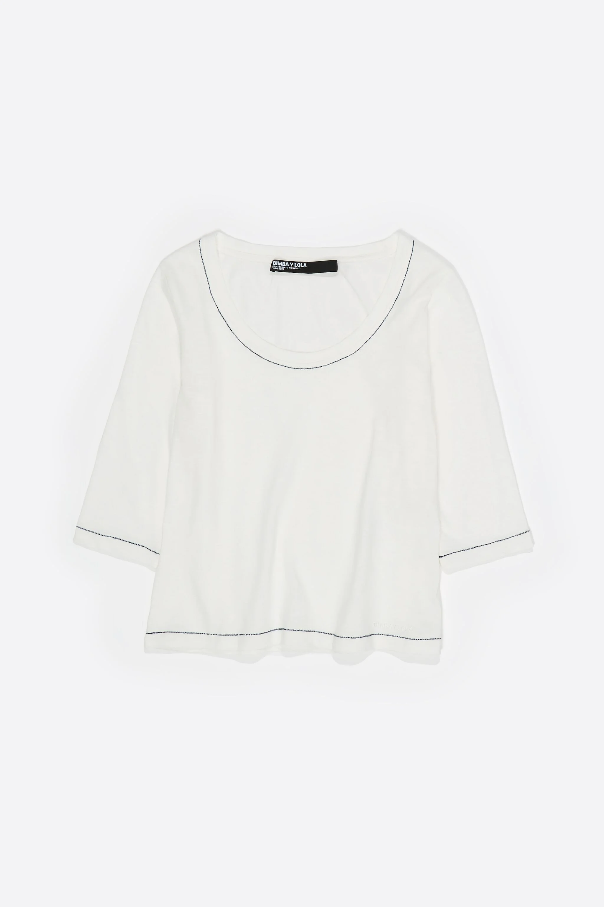 Camiseta marfim de manga 3/4