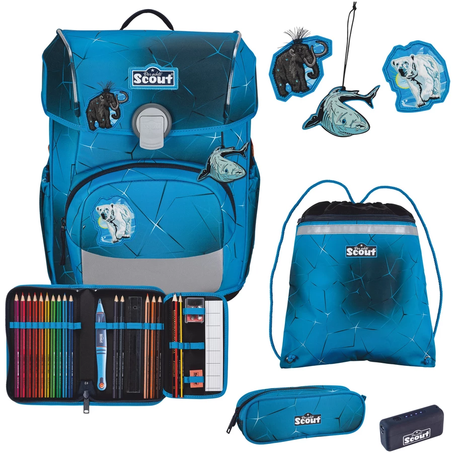 Scout Neo Exklusiv Safety Light - Schulranzen Set 5tlg. Polar Blue