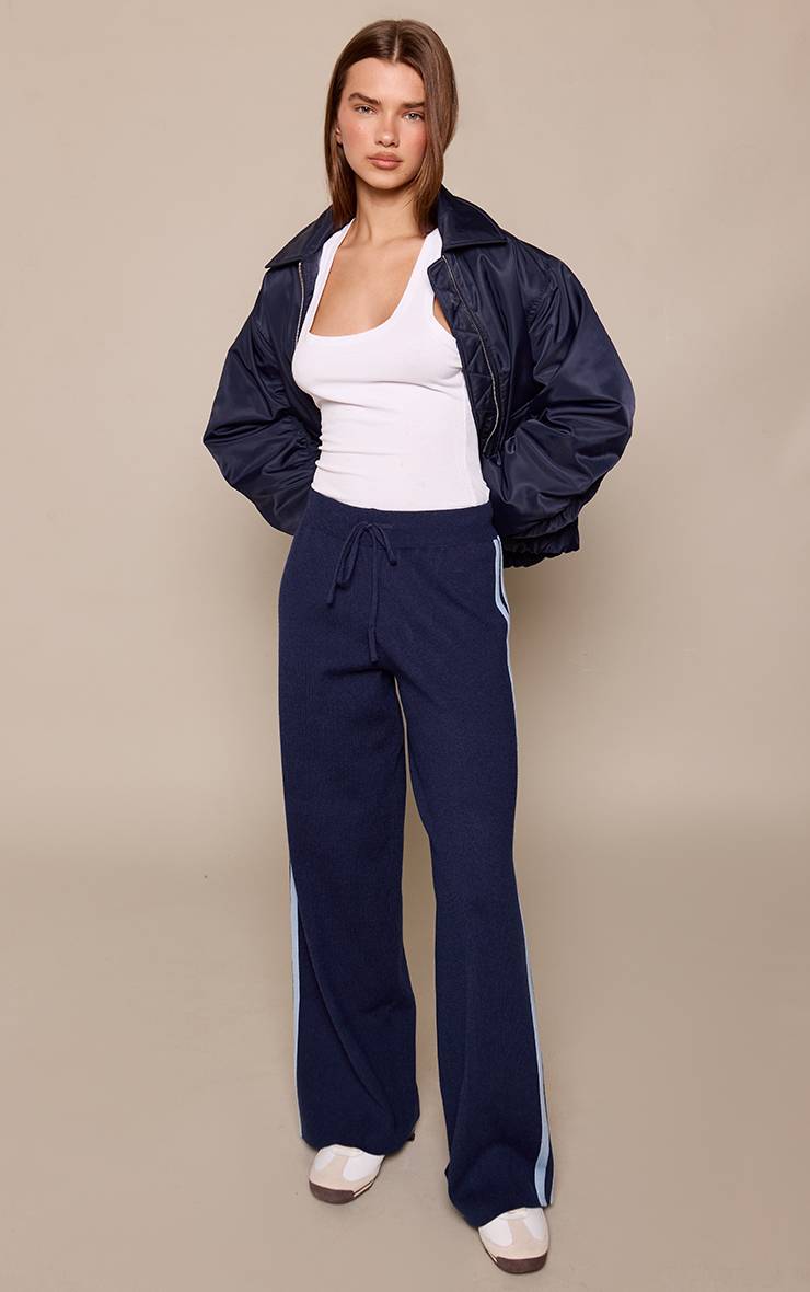 Bleu Marine Veste Bomber Oversize À Manches Cocon