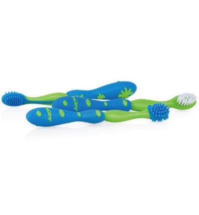 Nuby Tandenborstel set 3m+ – blauw (3 stuks)