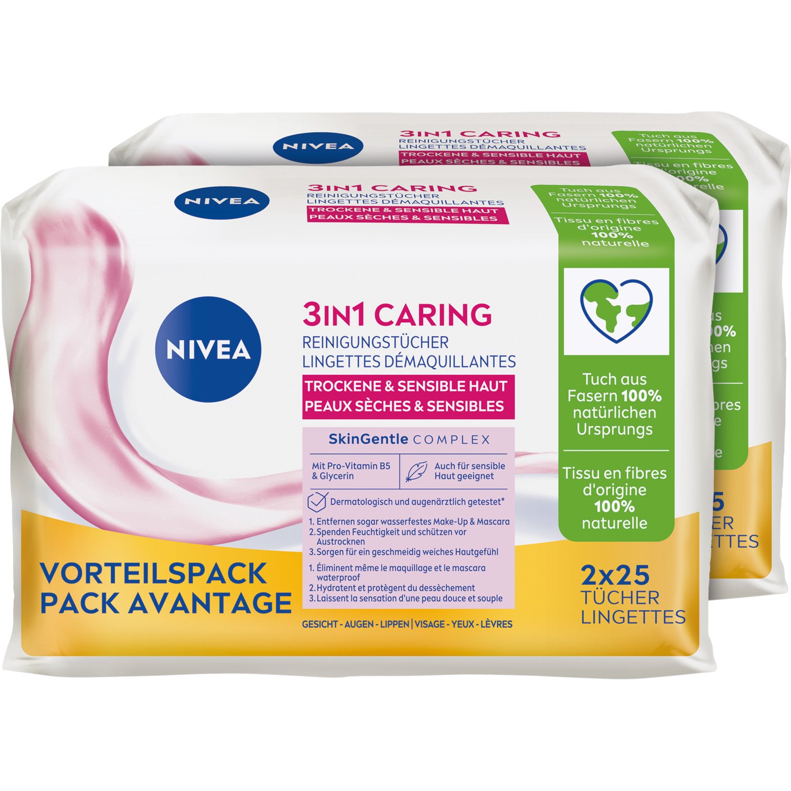 Nivea 3in1 Pflegende Reinigungstücher 2 x 25 Stück