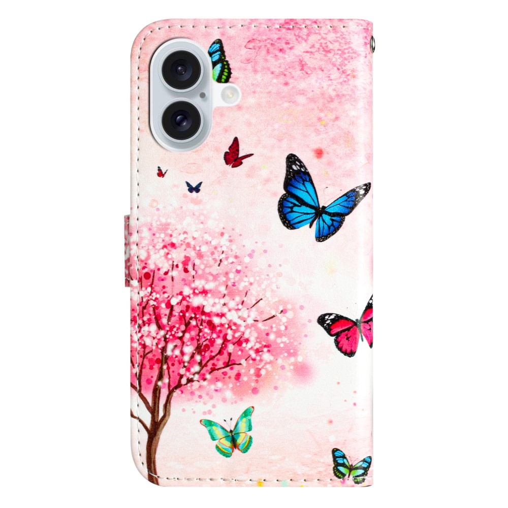 iPhone 16 Leder Tasche Hülle mit Kartenfach Kirschblütenbaum
