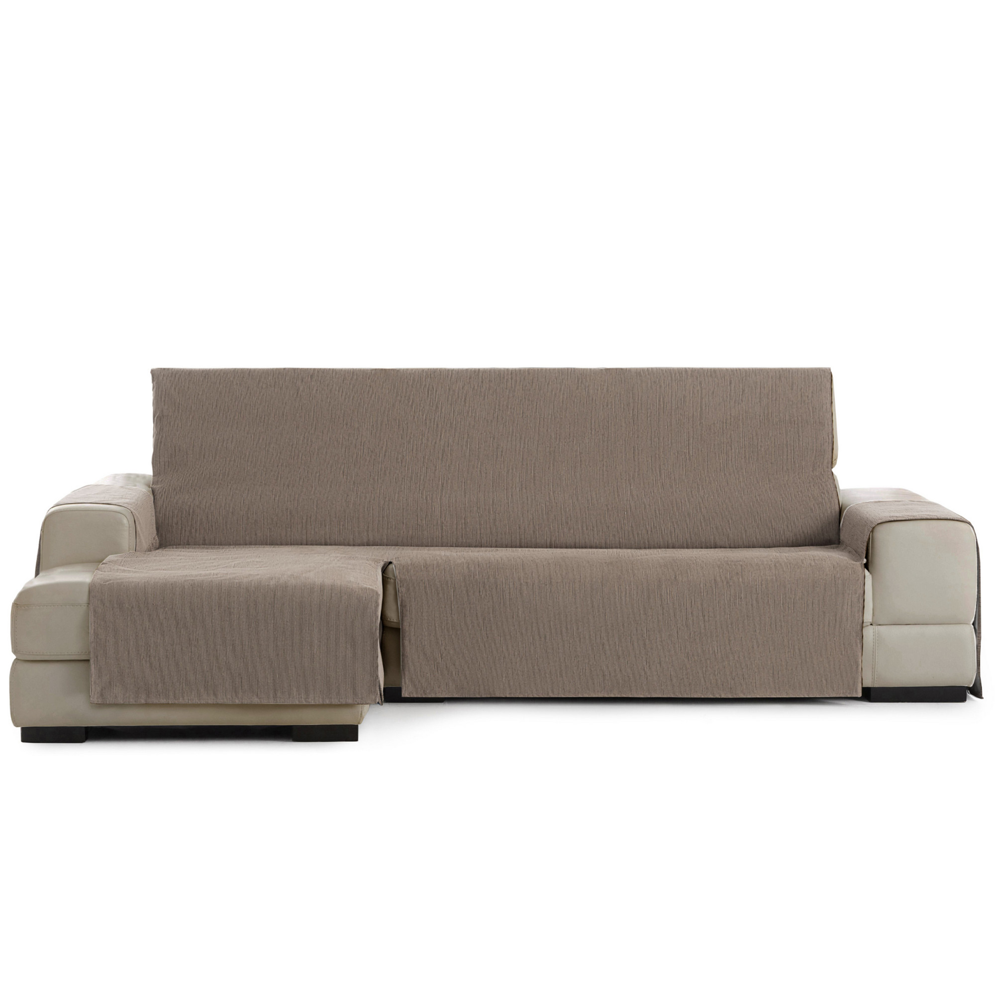 Capa Protetora para Chaise Longue Vipalia em Chenille Liso, Design Elite, Cor Mink, Capa para Chaise Longue do Lado Esquerdo para Cães