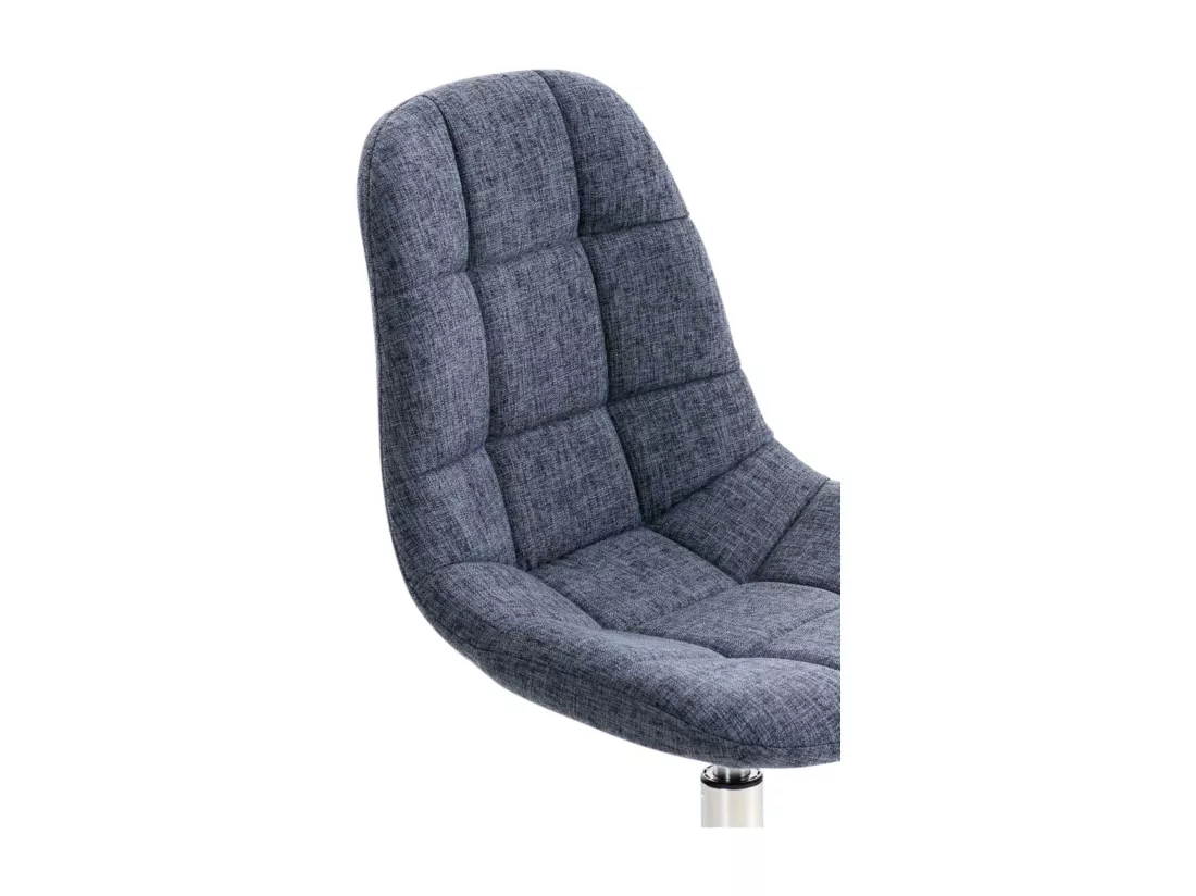 Lot de 2 Chaise de bureau - Tissu & Métal chromé - Bleu - Emil