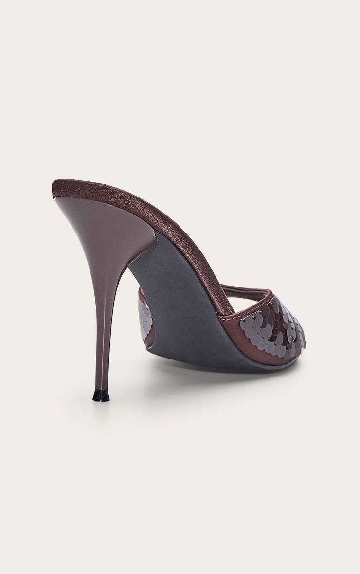 Chocolat Mules À Talons Hauts À Paillettes