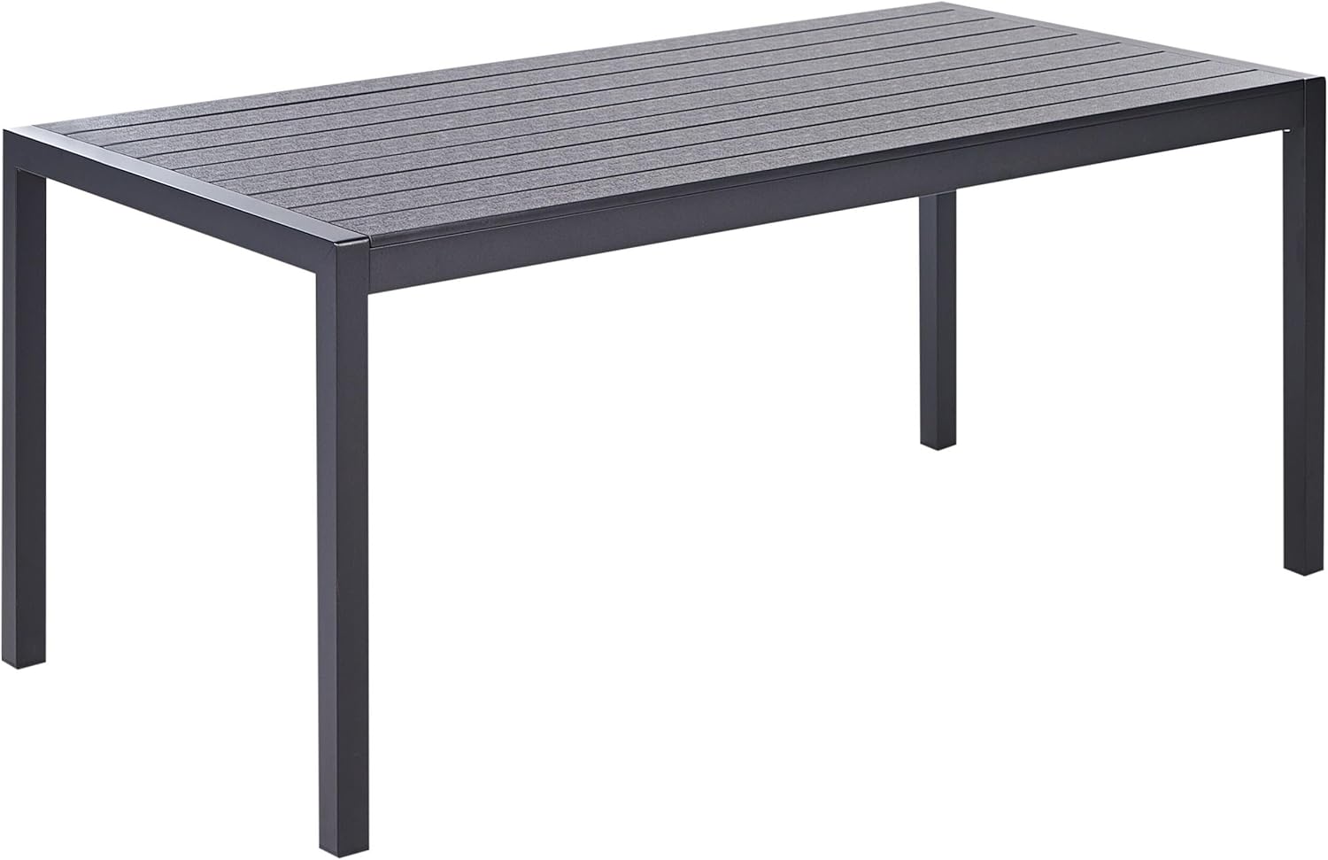 Beliani Gartentisch für 6 Personen schwarz Aluminium/Kunstholz 180x90 cm modern Vernio