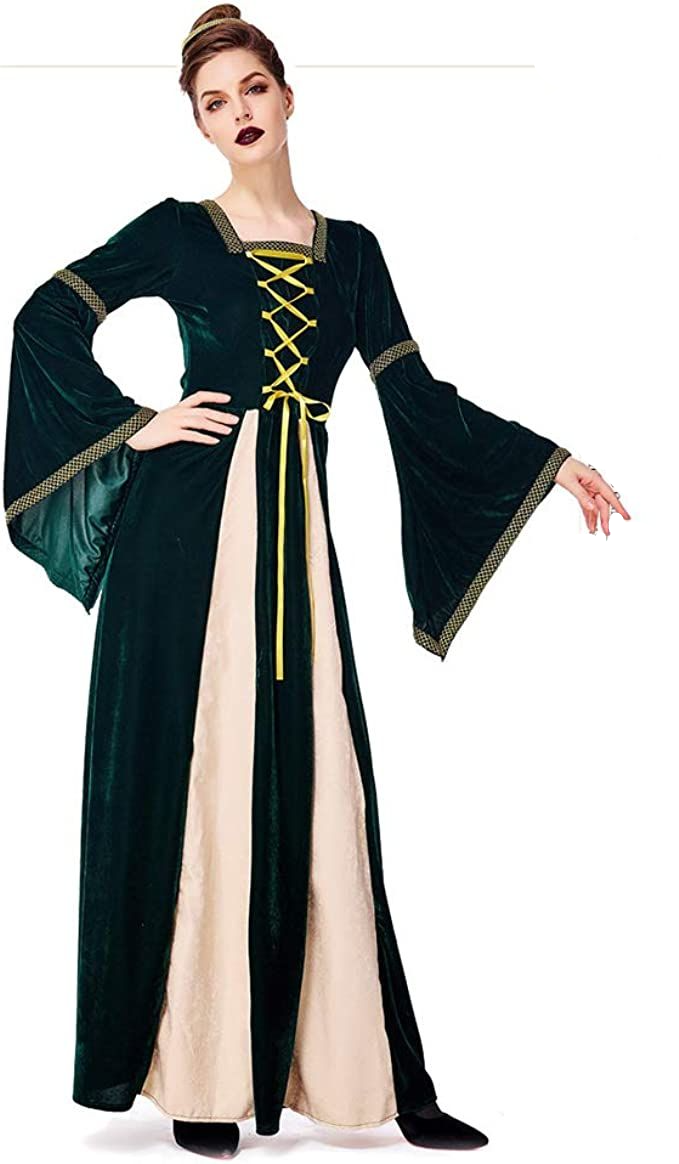 (160-170cm) Fasnachts Erwachsenen Kostüm Mittelalterliche Prinzessin Verkleidung für Motto Partys / Halloween - Grün / Beige