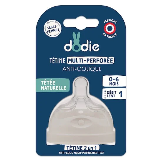 Tétine Multi-Perforée   Débit 1 lent   de               Dodie