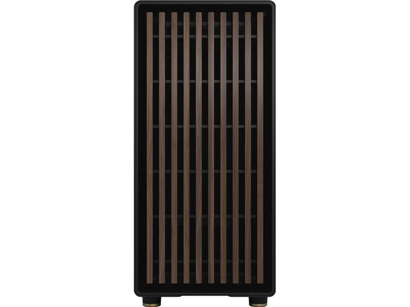 Fractal Design PC-Gehäuse North Schwarz Elegantes Gehäuse mit offener Front aus echtem Walnussholz
