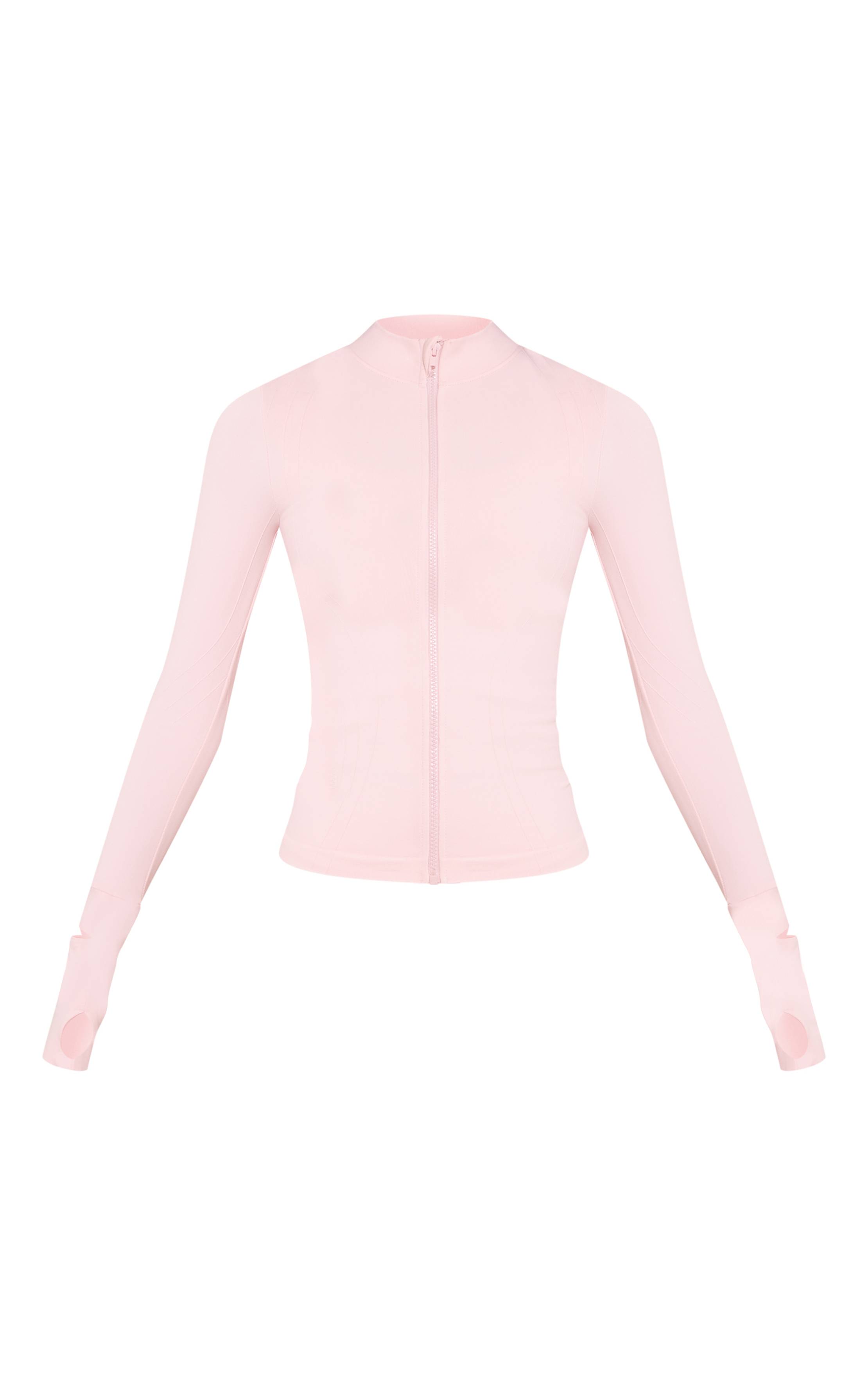 Rose Veste De Sport Plt Sans Couture Avec Détails De Coutures