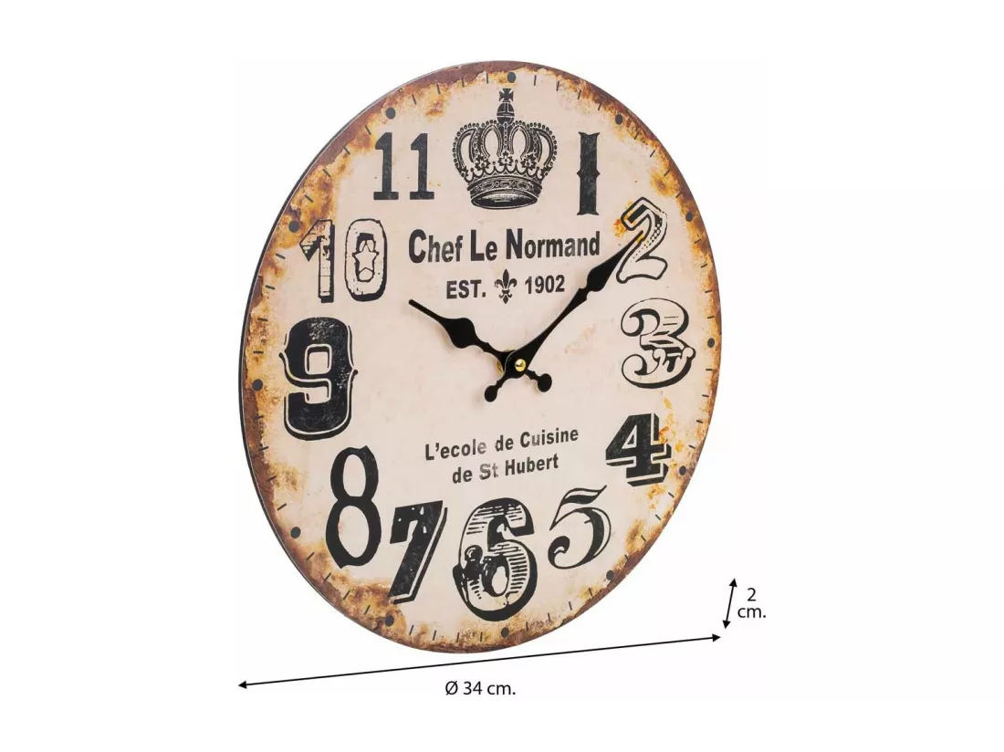 Horloge murale en bois marron d34x2h
