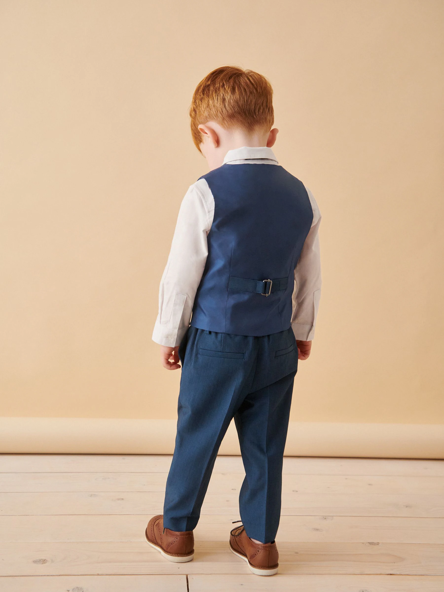 Blauw - Set van gilet, shirt, broek en vlinderstrikje (3mnd-9jr)