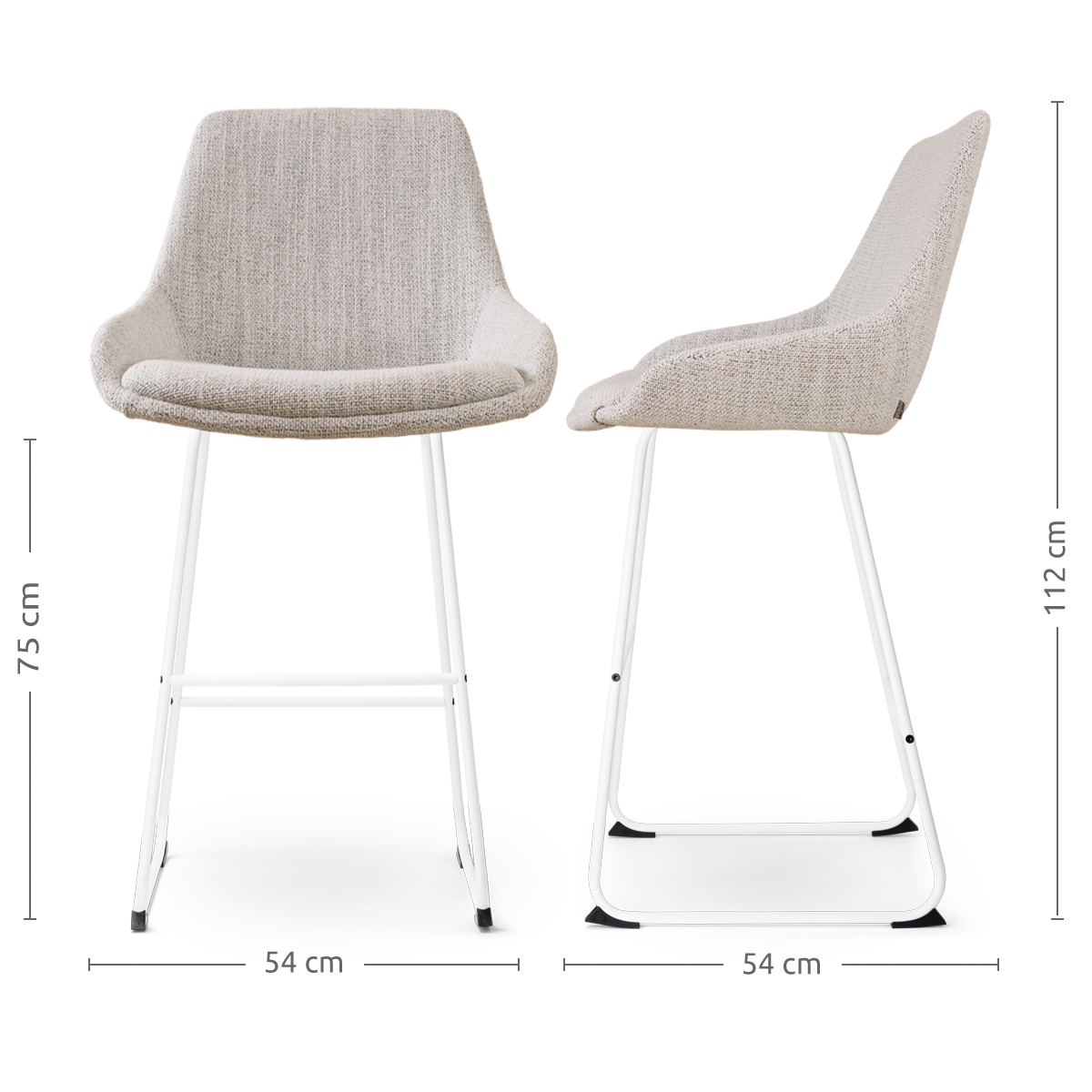 Barkruk Nino-Isa grjis beige gemêleerd - wit 75 cm