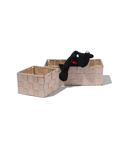 panier tissu beige 13x13x9