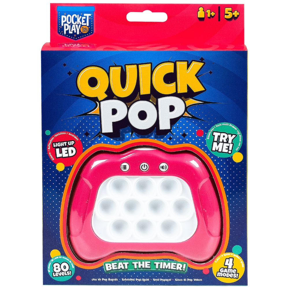 Pocket Play Fidget Quick Push Pop Spiel Pink