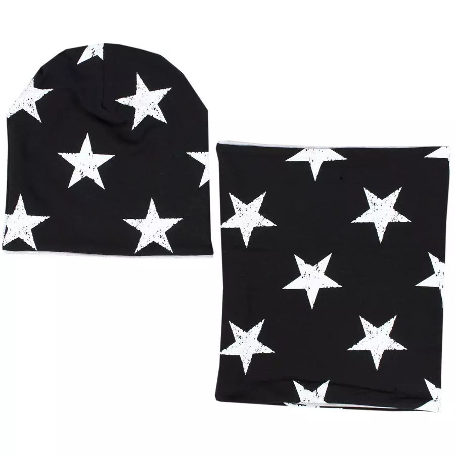 TupTam Unisex Kinder Beanie Mütze Schlauchschal Set schwarzweiß