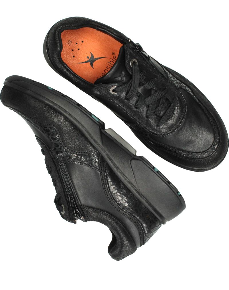 Xsensible Lima Stretchwalker HX Veterschoenen Zwart Dames