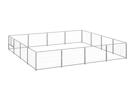 Chenil extérieur cage enclos argenté 400 x 400 x 70 cm 02_0000244