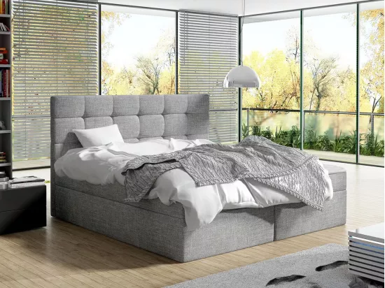Lit continental Comfivo 196, Double, Continental, Gris, 180x200, Tapisserie, 183x206cm