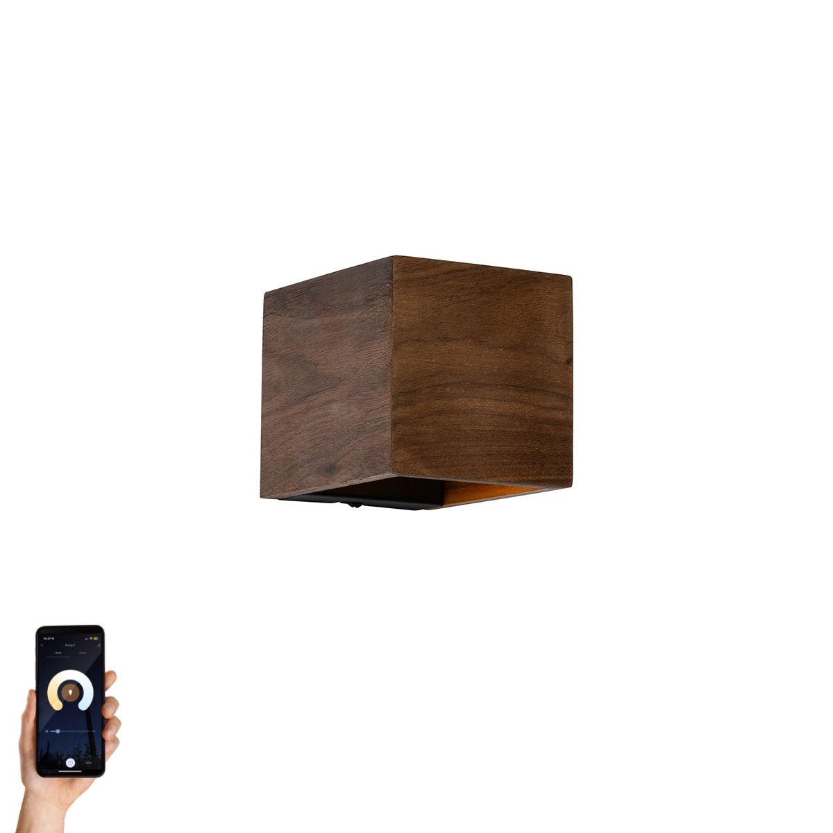 Smart wandlamp walnoot hout incl. Wifi G9 - Transfer