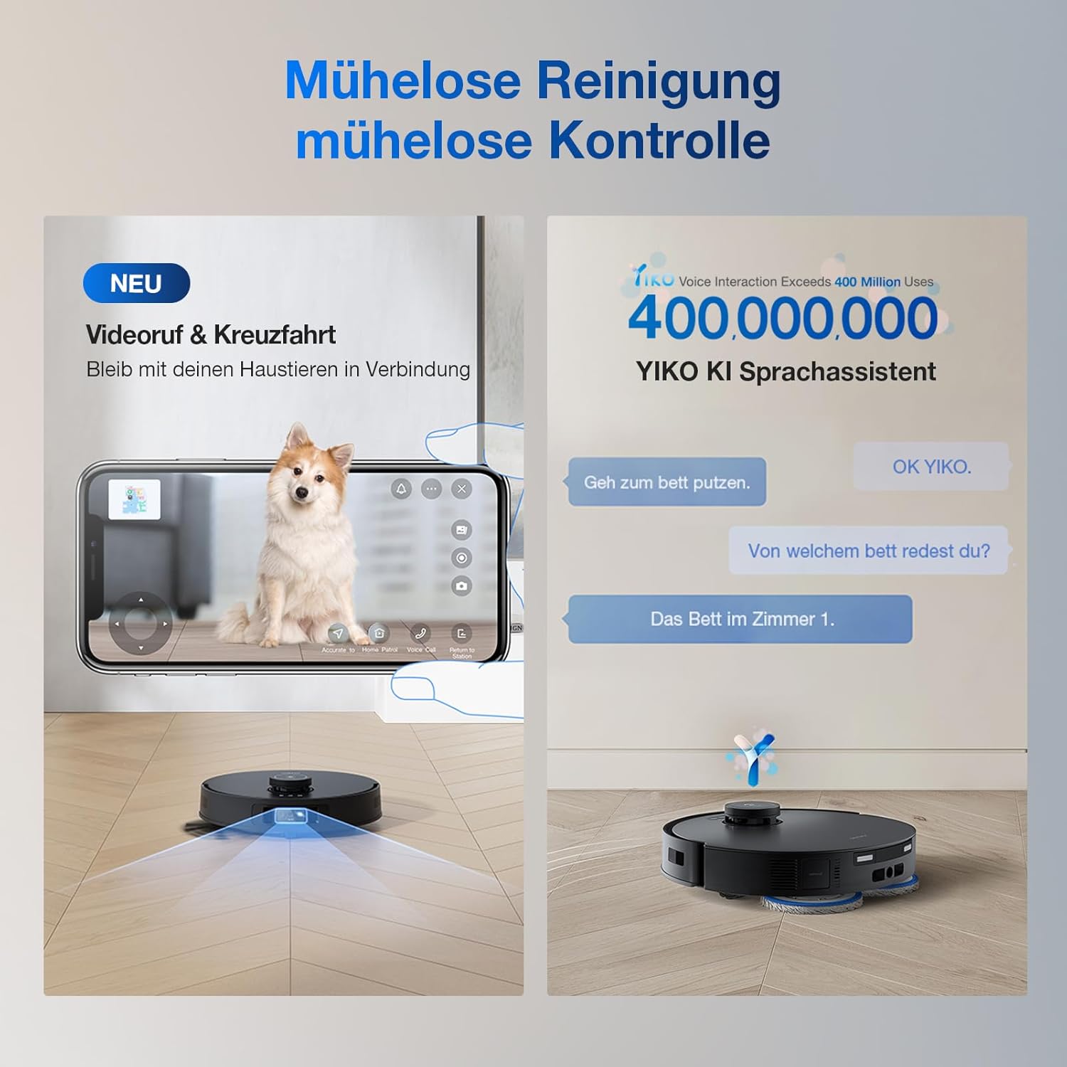 ECOVACS DEEBOT T30S PRO Saugroboter mit Wischfunktion, 11.000 Pa, ZeroTangle Technologie, 70°C heißes Wasser Wischen beim Waschen, TruEdge™ Kantenwischen, 6.400mAh Batterie, AI-Hindernisvermeidung