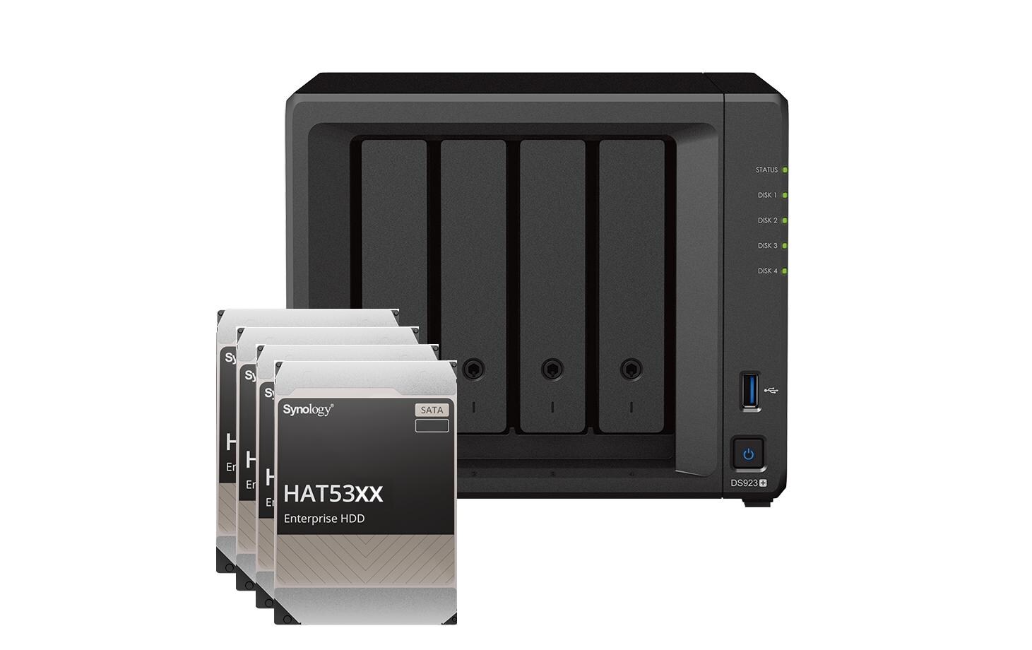 NAS Diskstation DS923+ 4-bay Synology Enterprise HDD 16 TB<br>Leistungsstarker NAS mit vier Einschüben