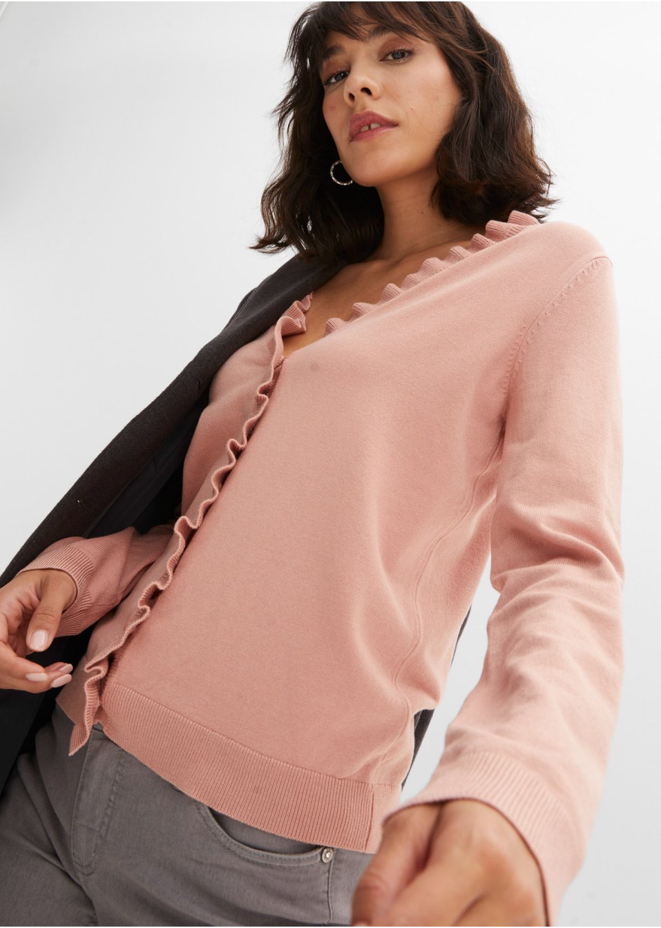 Gilet en maille avec col ruché