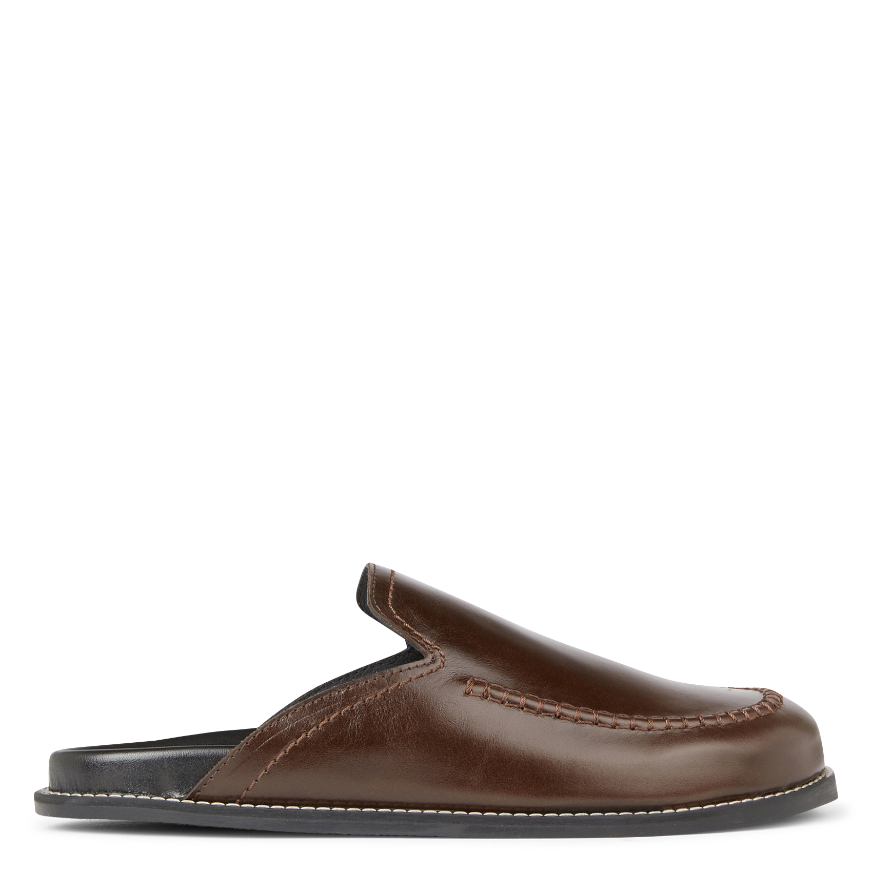 FERGUS - Sabots plats en cuir| Marron