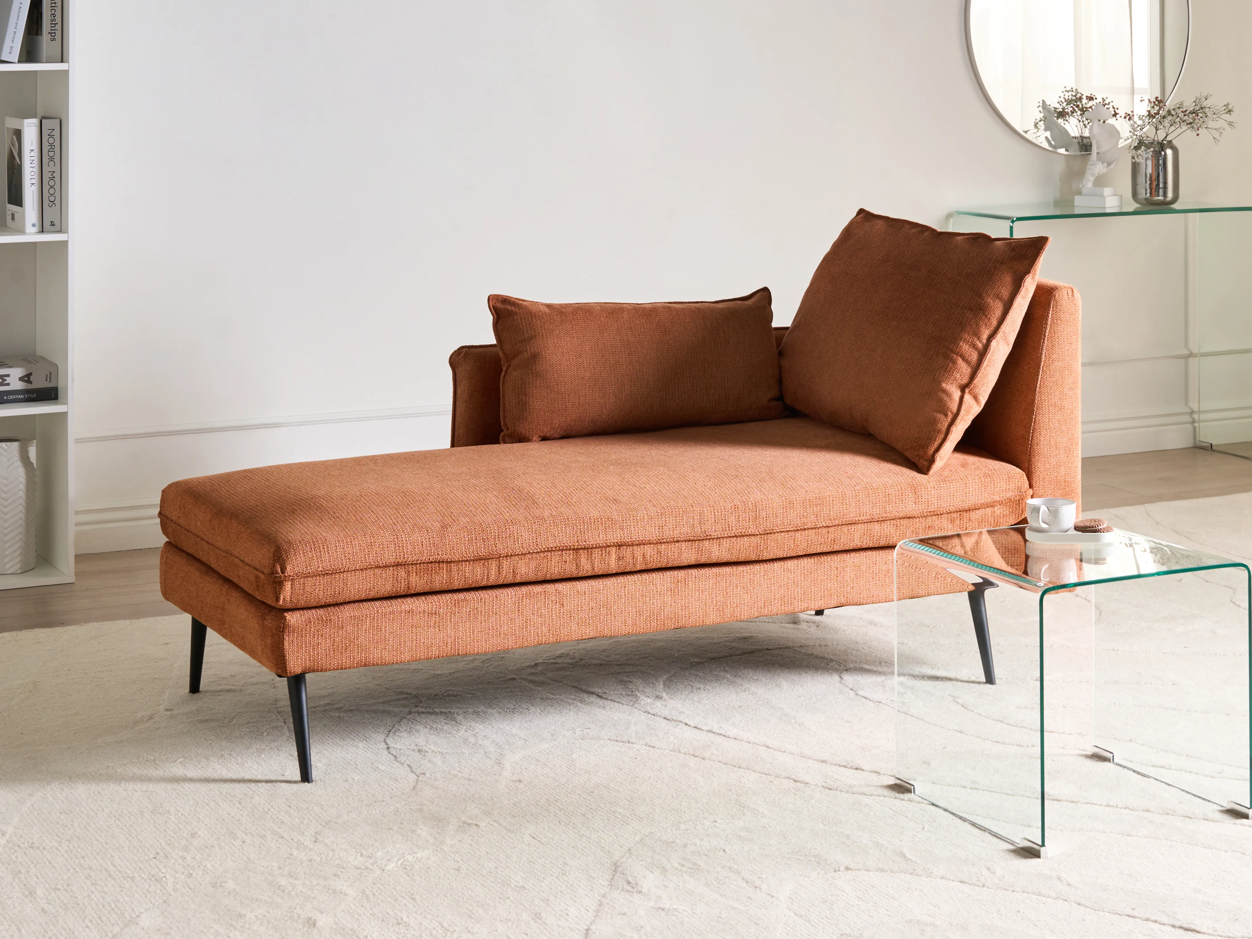 Rechtszijdige chaise longue YERRES Stof Oranje
