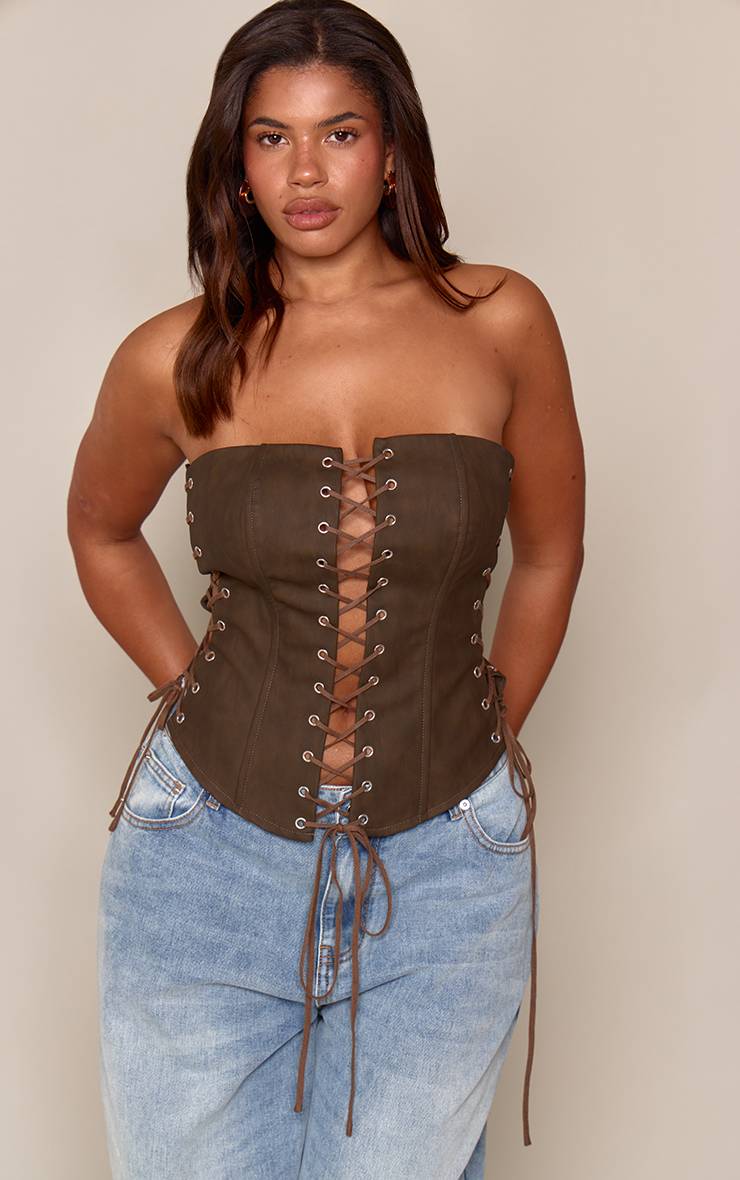 Washed Olive Top Corset Bustier Bleu Clair Sculptant