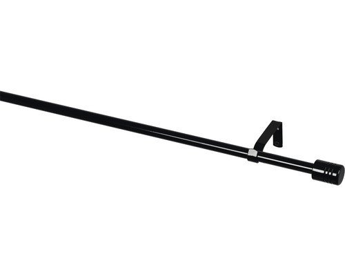 Uitschuifbare gordijnroedeset, zwart, 100-200 cm, Ø 13/16 mm