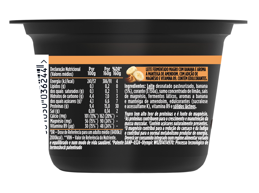 IOGURTE YOPRO MANTEIGA AMENDOIM E BANANA 160G