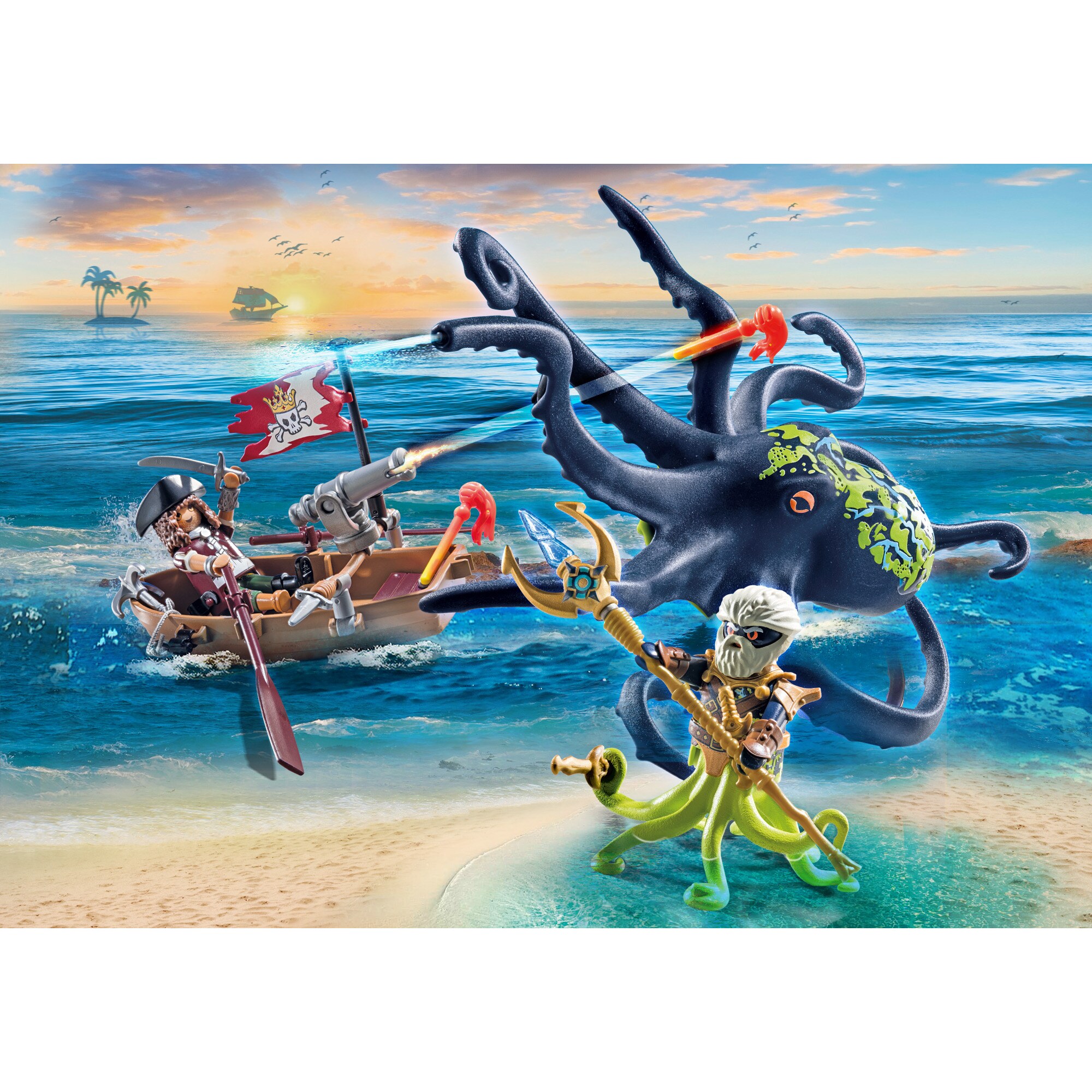 PLAYMOBIL Konstruktionsspielzeug Pirates Kampf gegen den Riesenoktopus