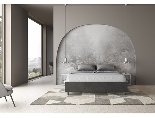 ITYHOME - Lit coffre azelia 160x190 microfibra gris