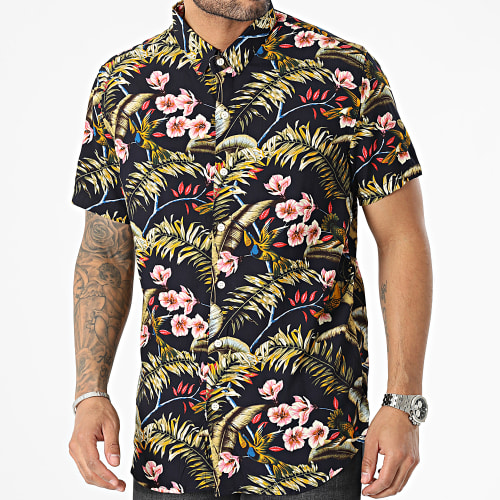 Chemise Manches Courtes Noir Floral