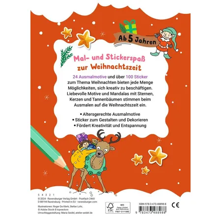 RavensburgerMein liebstes Weihnachtsmalheft mit Stickern ab 5