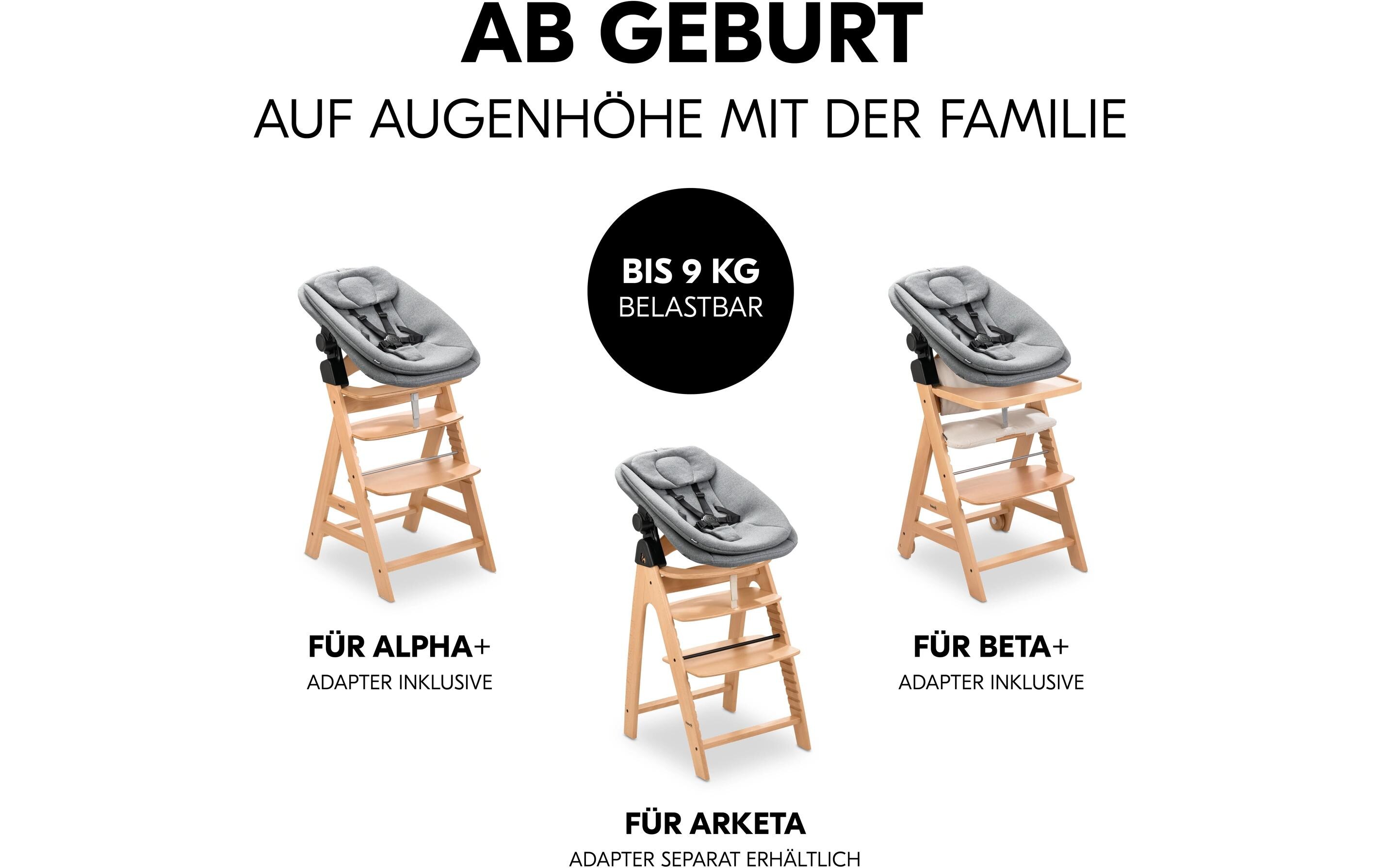 Hochstuhlaufsatz Alpha+/Beta+ Dark Grey Melange3-in-1 Babywippe ab Geburt