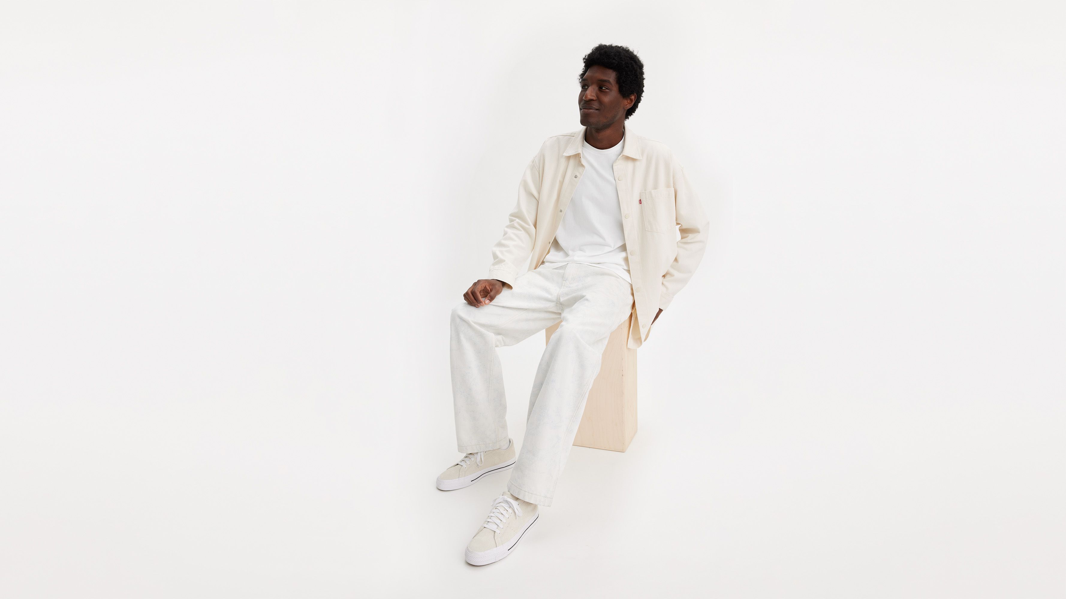 Levi's® WellThread™ pantalon Stay Loose Carpenter - Abstract Indigo Ink - Blanc