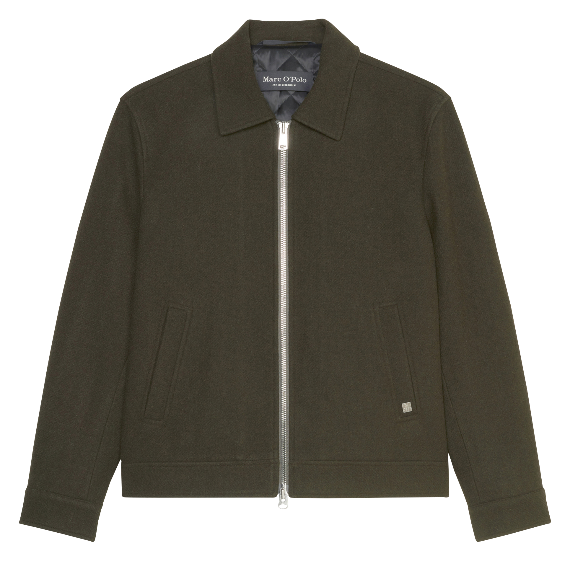 Veste droite zippée en laine mélangée | Noir