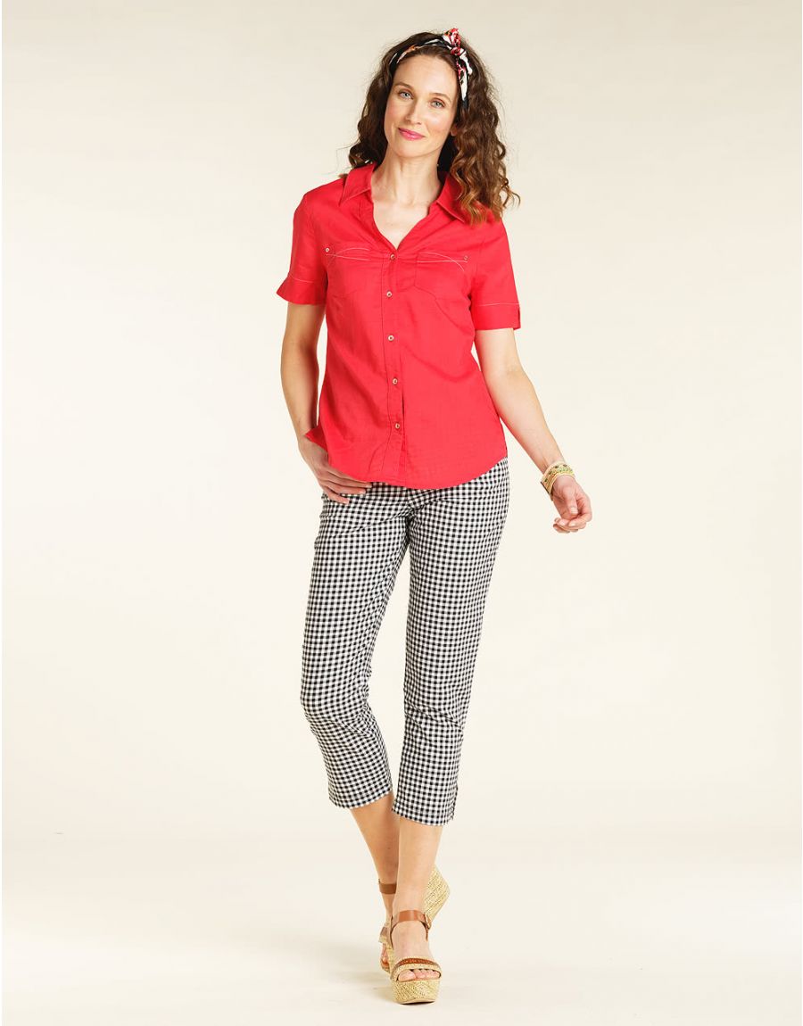 Chemise lin coton rouge