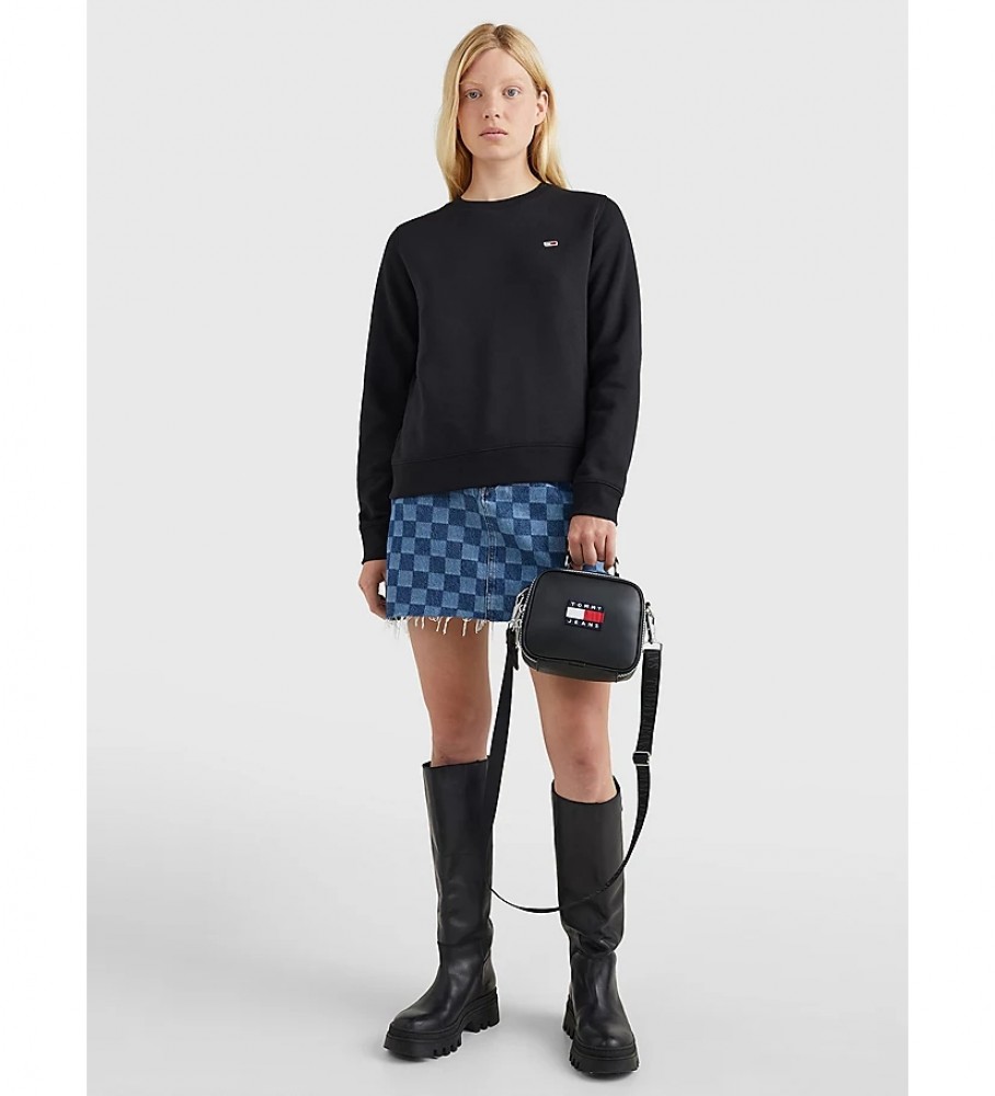 Suéter Tommy Jeans Regular Fleece com Gola C Preto